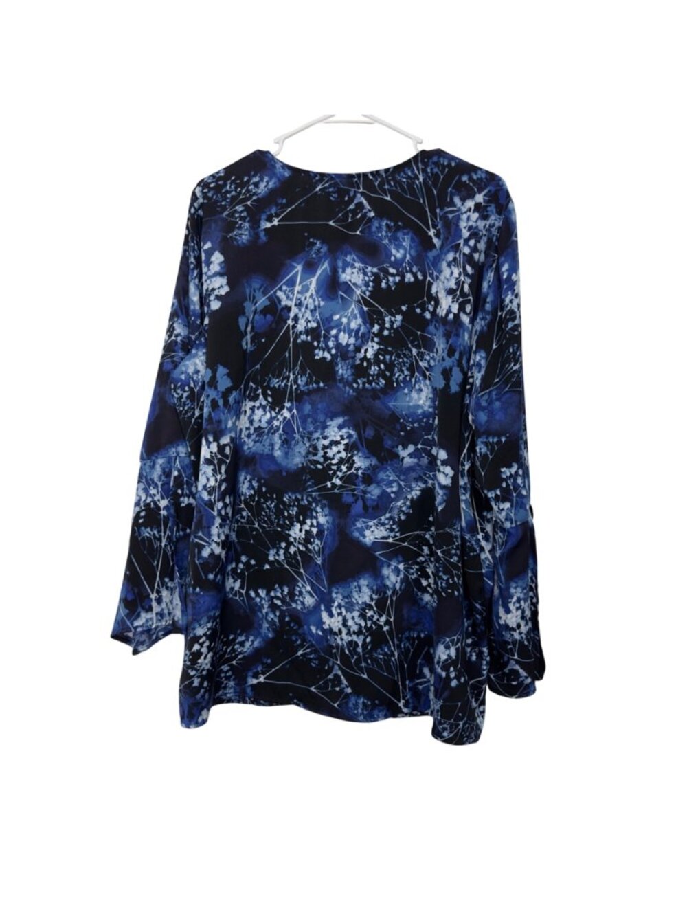 Slim Factor By Investments Womens Blue Floral V-Neck Pullover Blouse SZ XL NEW - Picture 11 of 13